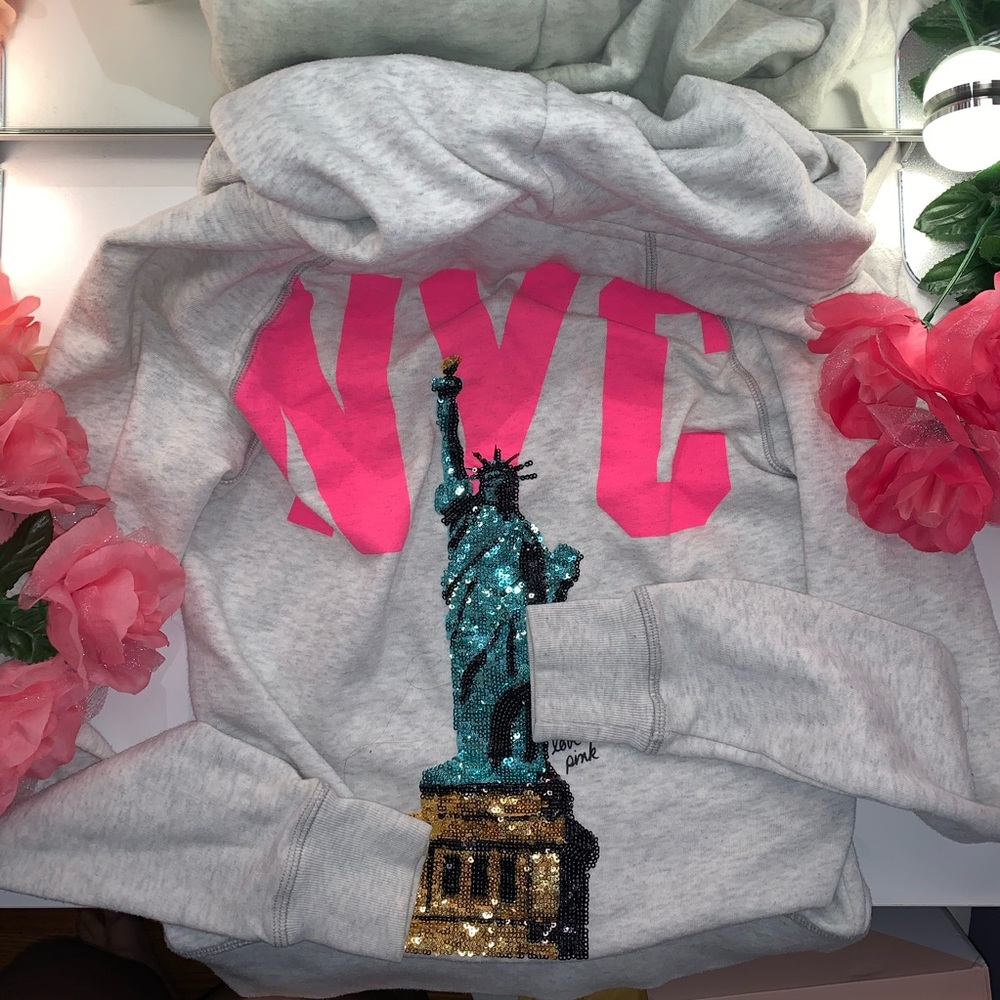 RARE VS Pink NY Sequin Hoodie
